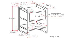 English Elm Riverside End Table - Handcrafted Solid Mango Wood With Modern Industrial Style & Storage Solutions B136P158211-GIGA