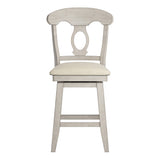 Homelegance By Top-Line Juliette Napoleon Back Counter Height Wood Swivel Chair White Rubberwood