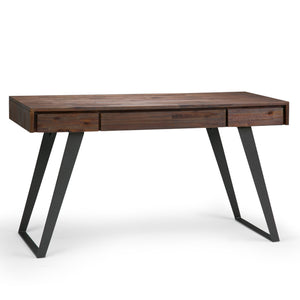 English Elm Lowry Desk - Distressed Charcoal Brown Solid Acacia With Metal Legs For Modern Industrial Charm B136P158875