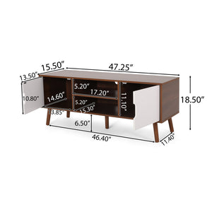 English Elm Tv Stand Mid-century Modern with Splayed Pine Legs and Three Staggered Storage Drawers 66758.00WALNWHT