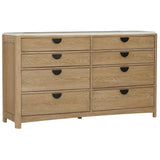 Parker House Escape - Bedroom 8 Drawer Dresser and Mirror Glazed Natural Oak Rubberwood Solids / Oak Veneers BESC-2131-2