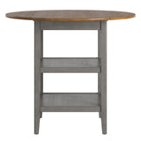 Homelegance By Top-Line Theordore Antique Finish 2 Side Drop Leaf Round Counter Height Table Grey Rubberwood