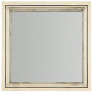 Hooker Furniture Cascade Square Cocktail Table With Tempered Glass Top, Mirrored Shelf, Champagne Trim & Castors 6120-80112-05