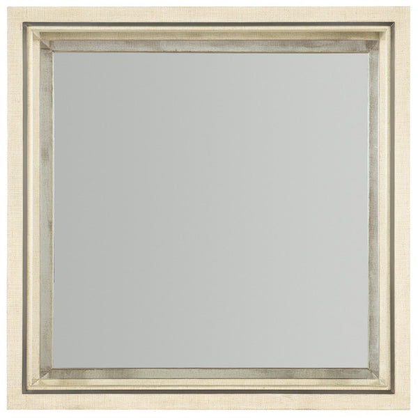 Hooker Furniture Cascade Square Cocktail Table With Tempered Glass Top, Mirrored Shelf, Champagne Trim & Castors 6120-80112-05