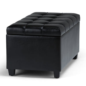 English Elm Sienna Storage Ottoman Bench – Stylish Midnight Black Faux Leather With Hidden Storage & Comfort B136P159110-GIGA