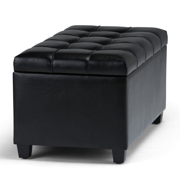 English Elm Sienna Storage Ottoman Bench – Stylish Midnight Black Faux Leather With Hidden Storage & Comfort B136P159110-GIGA