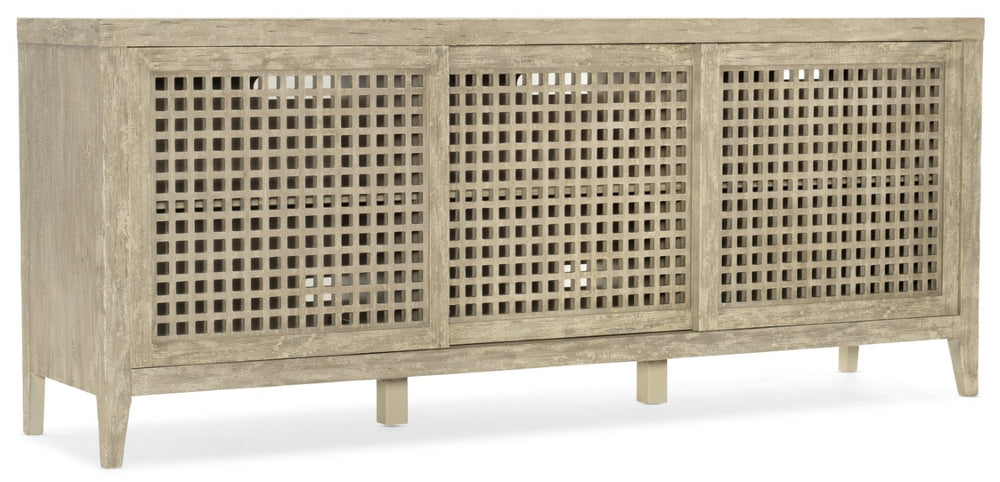 Hooker Furniture Ciao Bella Entertainment Console With Shabby Chic Distressed White Finish, Ventilated Media Storage (80") 5805-55483-80