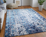 Feizy Rugs Indio Polyester/Polypropylene Machine Made Bohemian & Eclectic Rug Blue/Ivory/Gray 6'-7" x 9'-6"