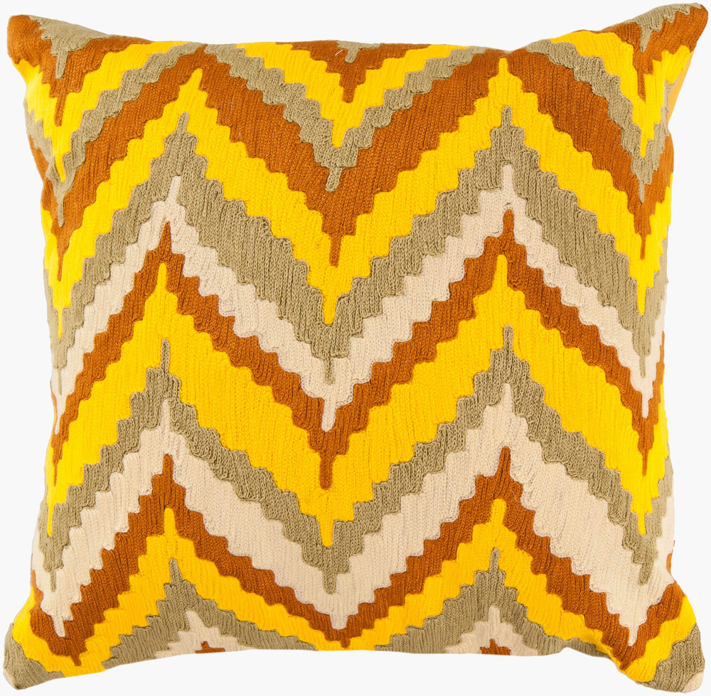 Surya Ikat Chevron Accent Pillow 18" X 18" – Stylish Cotton Decor For Comfort & Charm In Your Home Olive Cotton Ar052-1818d