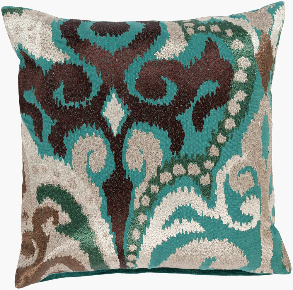 Surya Ara Accent Pillow 18"L X 18"W - Elegant Global-inspired Design For Eclectic Home Décor Charm! Green Cotton,Cotton Ar074-1818