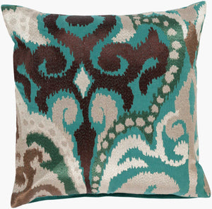Surya Ara Accent Pillow 18"L X 18"W - Elegant Global-inspired Design For Eclectic Home Décor Charm! Green Cotton,Cotton Ar074-1818