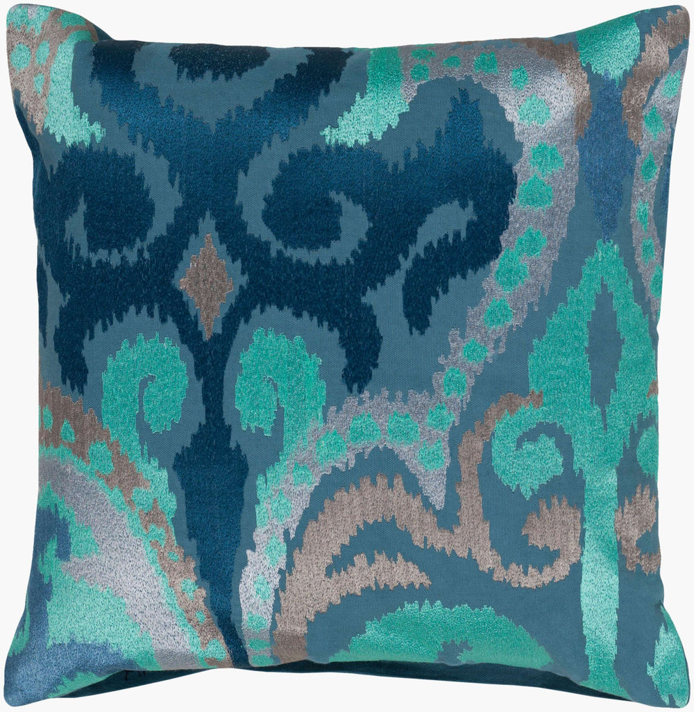 Surya Ara Accent Pillow 18"L X 18"W - Elegant Global-inspired Design For Eclectic Home Décor Charm! Green Cotton,Cotton Ar074-1818