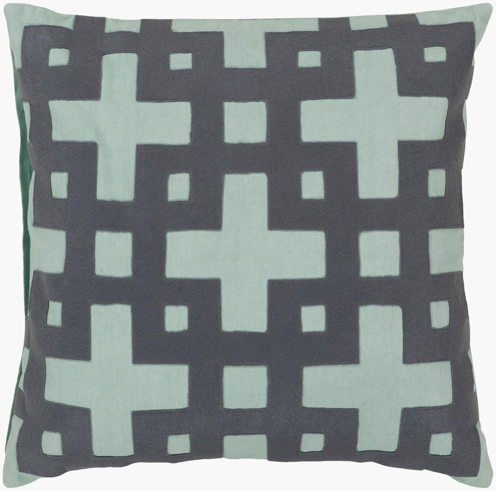 Surya Layered Blocks Accent Pillow - 18"X18" Pure Cotton Elegance For Home Decor, Spot Clean Only! Medium Gray Cotton Ar085-1818d