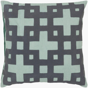 Surya Layered Blocks Accent Pillow - 18"X18" Pure Cotton Elegance For Home Decor, Spot Clean Only! Medium Gray Cotton Ar085-1818d