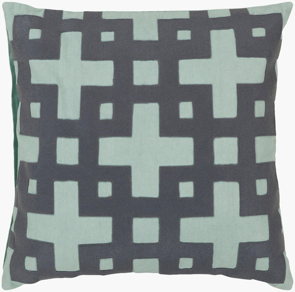 Surya Layered Blocks Accent Pillow - 18"X18" Pure Cotton Elegance For Home Decor, Spot Clean Only! Medium Gray Cotton Ar085-1818d