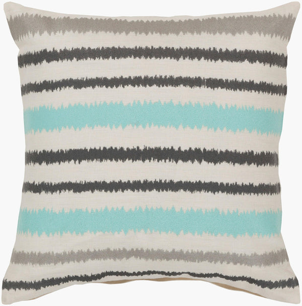 Surya Ikat Stripe 18"X18" Handmade Accent Pillow - Unique Linen Design For Modern & Classic Decor Medium Gray Linen Ar100-1818