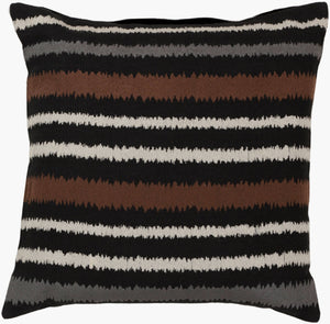 Surya Ikat Stripe 18"X18" Handmade Accent Pillow - Unique Linen Design For Modern & Classic Decor Black Linen Ar101-1818
