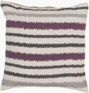 Surya Ikat Stripe 18"X18" Handmade Accent Pillow - Unique Linen Design For Modern & Classic Decor Charcoal Linen Ar105-1818d