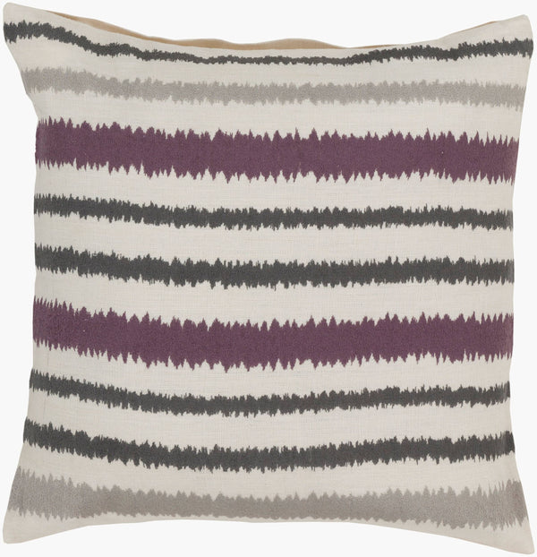 Surya Ikat Stripe 18"X18" Handmade Accent Pillow - Unique Linen Design For Modern & Classic Decor Charcoal Linen Ar105-1818d