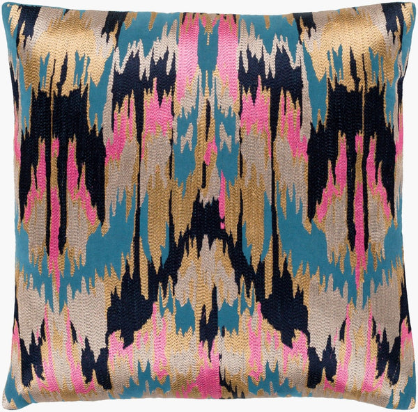 Surya Ara Square Cotton Accent Pillow with Traditional Indian Motifs for Sofas and Beds AR150-2020D