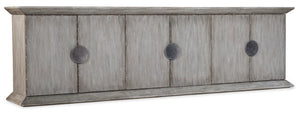 Hooker Furniture Melange Koren Credenza With Faux-Concrete Top, Elm Veneer & Gunmetal Hardware — Media-Ready Storage Statement 638-85444-95