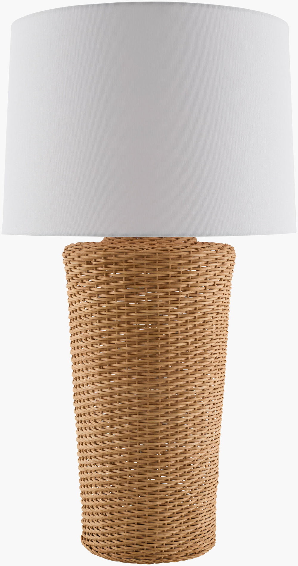 Surya Allura Traditional 30" Rattan Accent Table Lamp With Dual-layered Shade For Cozy Home Lighting Body, White,Shade, White,Finial, Metallic ,Nickel,Harp, Metallic ,Nickel,Cord, Translucent Rattan,Linen,Linen,Linen,Plastic,Iron Ara-001