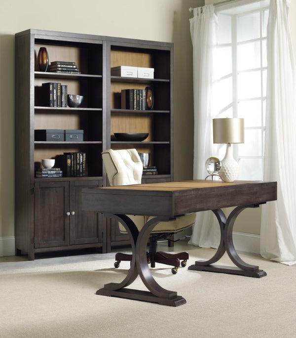 Hooker Furniture South Park 60'' Writing Desk With Natural Maple Top, Dusky Gray Case, Satin Nickel Hardware & Storage 5078-10458