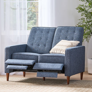 English Elm Christopher Knight Home® - DOUBLE Recliner Fabric Sofa with Plush Cushions and Space-Saving Design for Living Rooms, 49"L Dark Blue 72478.00FDBLU