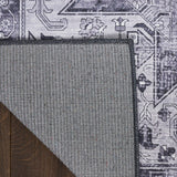 Nourison Washables NWB15 Machine Made Power-loomed Narrow Border Indoor Only Vintage  Rug Charcoal Grey, Charcoal Grey Front Base, 85% Polyester,9% Cotton,6% Other Fibers 99446994226