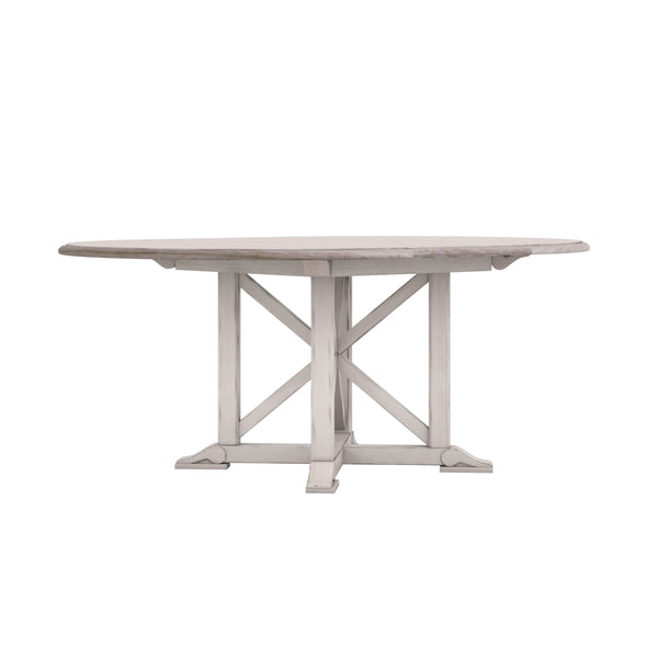 A.R.T. Furniture Alcove Round Dining Table - Elegant Belgian Ivory Finish With Extendable Leaf For Stylish Gatherings White Acacia Solids,Maple Veneers 321225-2817