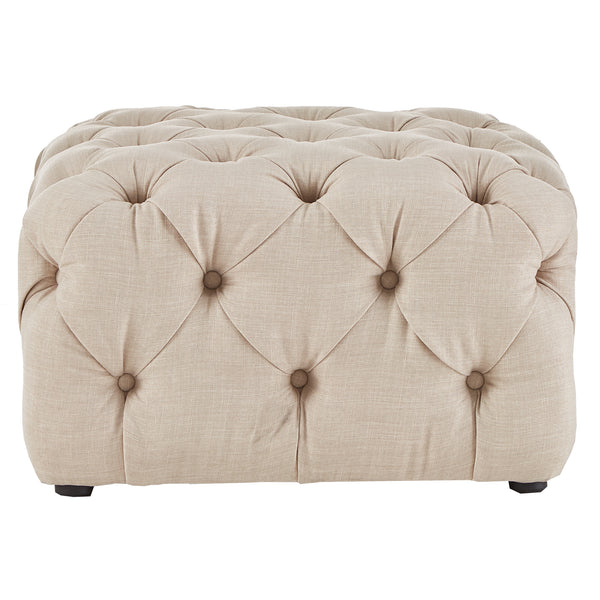 Homelegance By Top-Line Raegan Beige Linen Tufted Ottoman Beige Linen