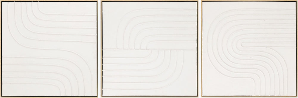 Surya Archaean Framed Art 24"H X 24"W - Minimalist Modern Canvas Decor For Elegant Interior Spaces Main, Cream Canvas,Polystyrene Arch001-set