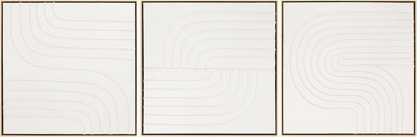 Surya Archaean Framed Art 24"H X 24"W - Minimalist Modern Canvas Decor For Elegant Interior Spaces Main, Cream Canvas,Polystyrene Arch001-set