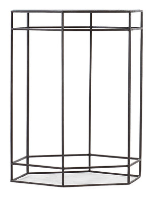 Hooker Furniture Commerce Hexagonal Accent Table With Reverse-Painted Earthy Glass Top And Lightweight Brown Metal Base, Versatile Modern Piece 7228-50616-00