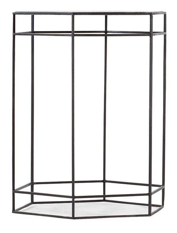 Hooker Furniture Commerce Hexagonal Accent Table With Reverse-Painted Earthy Glass Top And Lightweight Brown Metal Base, Versatile Modern Piece 7228-50616-00