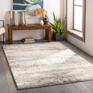 Livabliss Andorra High Pile Polypropylene Accent Rug Machine Woven in Turkey for Modern Interiors Beige, White 5'3" x 7' ARD2300-5373