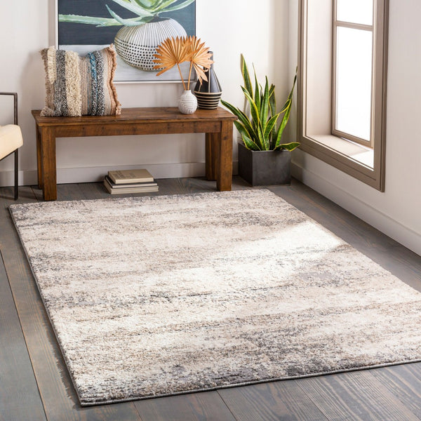 Livabliss Andorra High Pile Polypropylene Accent Rug Machine Woven in Turkey for Modern Interiors Beige, White 5'3" x 7' ARD2300-5373