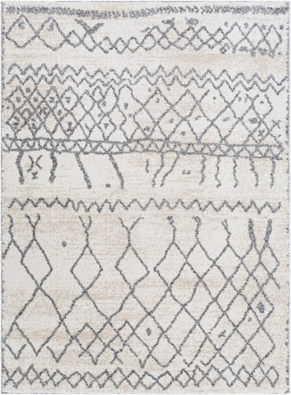 Livabliss Andorra Global Pattern High Pile Polypropylene Accent Rug Handcrafted in Turkey Beige, White 2' x 2'11" ARD2303-23