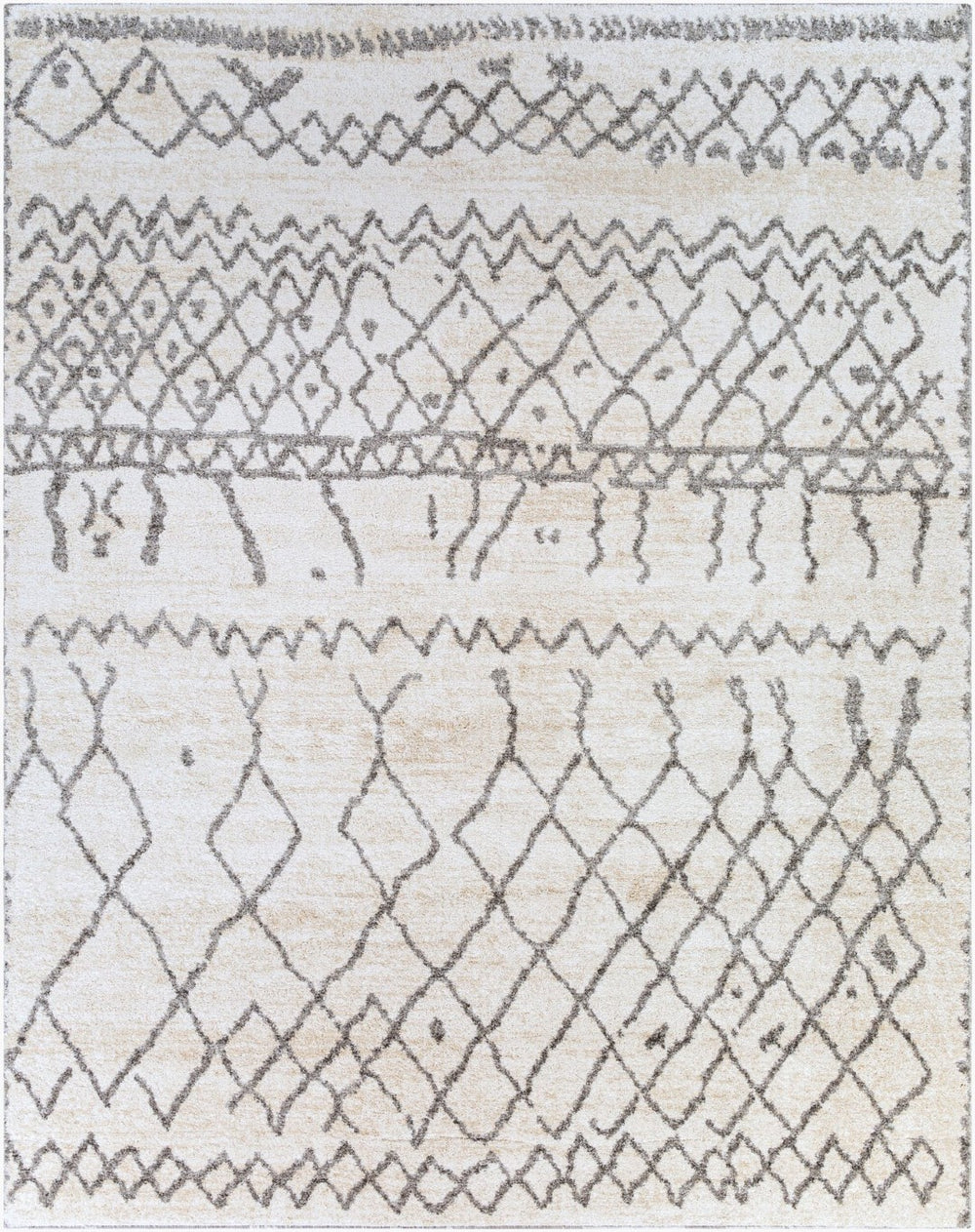 Livabliss Andorra Global Pattern High Pile Polypropylene Accent Rug Handcrafted in Turkey Beige, White 7'10" x 10' ARD2303-71010