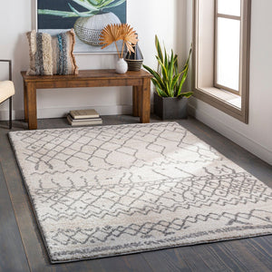 Livabliss Andorra Global Pattern High Pile Polypropylene Accent Rug Handcrafted in Turkey Beige, White 2' x 2'11" ARD2303-23