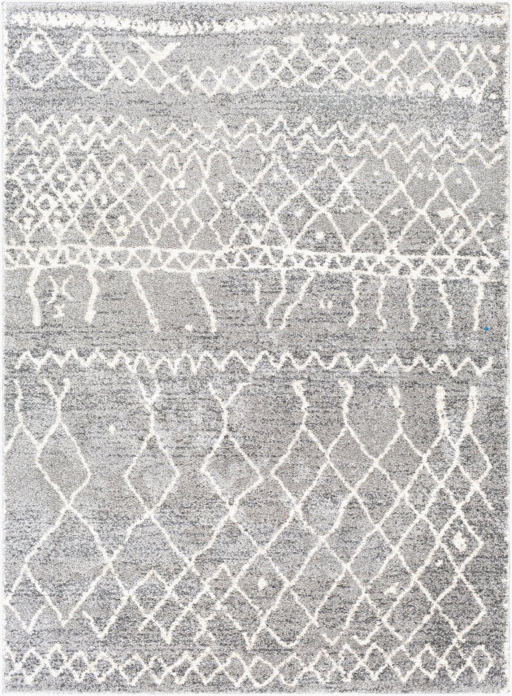 Livabliss Andorra Global Pattern High Pile Polypropylene Accent Rug Turkey Woven Entryway Bedroom Gray, White 6'7" x 9' ARD2304-679