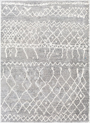 Livabliss Andorra Global Pattern High Pile Polypropylene Accent Rug Turkey Woven Entryway Bedroom Gray, White 6'7" x 9' ARD2304-679