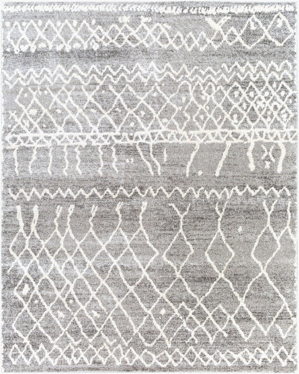 Livabliss Andorra Global Pattern High Pile Polypropylene Accent Rug Turkey Woven Entryway Bedroom Gray, White 7'10" x 10' ARD2304-71010
