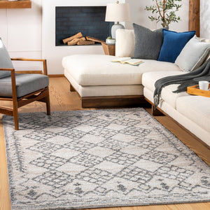 Livabliss Andorra Global Pattern High Pile Polypropylene Accent Rug for Eclectic Bohemian Spaces Gray, Charcoal 2' x 2'11" ARD2307-23