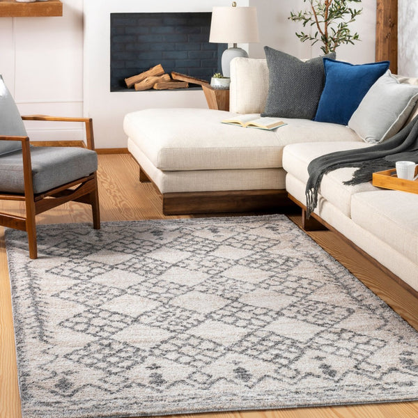 Livabliss Andorra Global Pattern High Pile Polypropylene Accent Rug for Eclectic Bohemian Spaces Gray, Charcoal 2' x 2'11" ARD2307-23