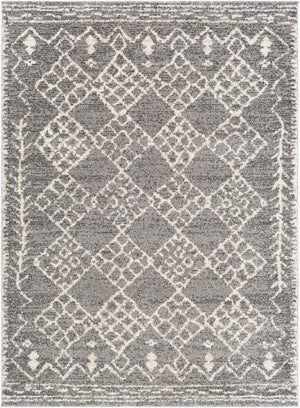 Livabliss Andorra Global Pattern High Pile Polypropylene Accent Rug for Entryway or Bedroom Gray, Charcoal 5'3" x 7' ARD2308-5373