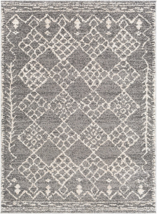 Livabliss Andorra Global Pattern High Pile Polypropylene Accent Rug for Entryway or Bedroom Gray, Charcoal 5'3" x 7' ARD2308-5373