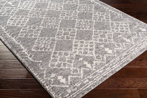 Livabliss Andorra Global Pattern High Pile Polypropylene Accent Rug for Entryway or Bedroom Gray, Charcoal 5'3" x 7' ARD2308-5373