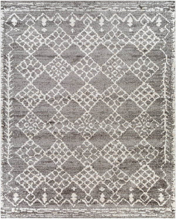 Livabliss Andorra Global Pattern High Pile Polypropylene Accent Rug for Entryway or Bedroom Gray, Charcoal 7'10" x 10' ARD2308-71010