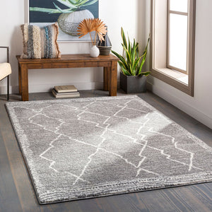Livabliss Andorra Global Inspired High Pile Polypropylene Accent Rug for Entryways and Bedrooms Charcoal, White 7'10" x 10' ARD2309-71010